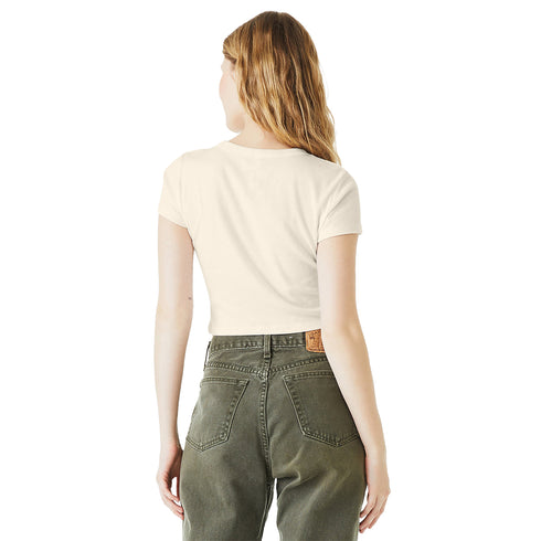 Women's Micro Rib Baby Tee Solid Natural Blend back model