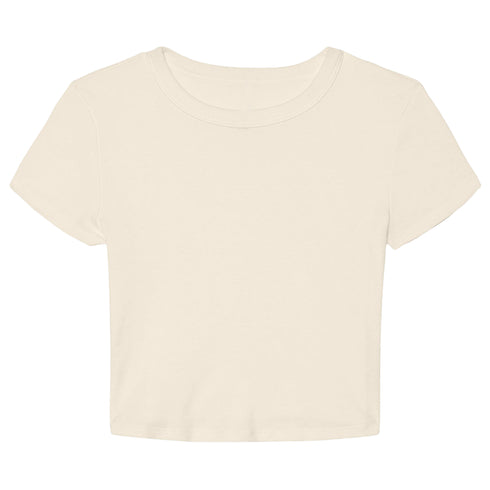 Women's Micro Rib Baby Tee Solid Natural Blend front