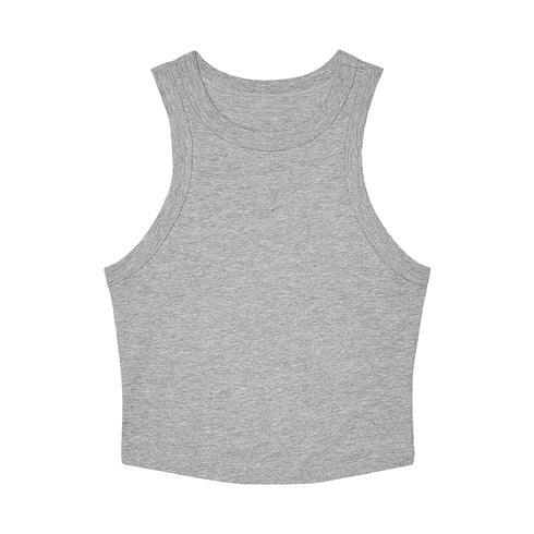 Women's Micro Rib Racer Tank Athletic Heather front