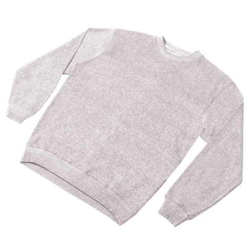 salt and pepper sweater on a white background