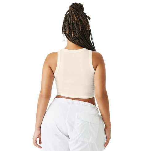 Women's Micro Rib Racer Tank Solid Natural Blend back Model