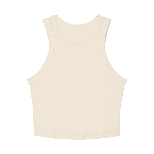 Women's Micro Rib Racer Tank Solid Natural Blend front