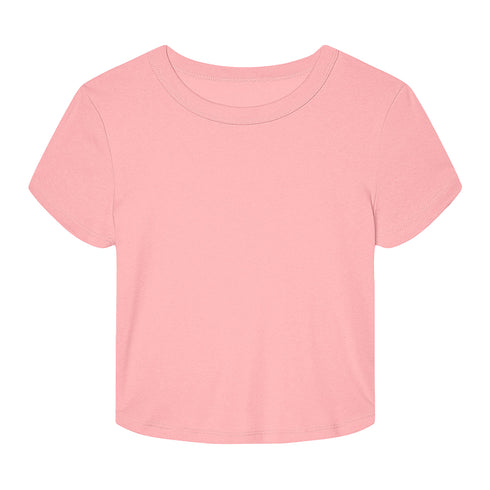 Women's Micro Rib Baby Tee Solid Pink Blend front