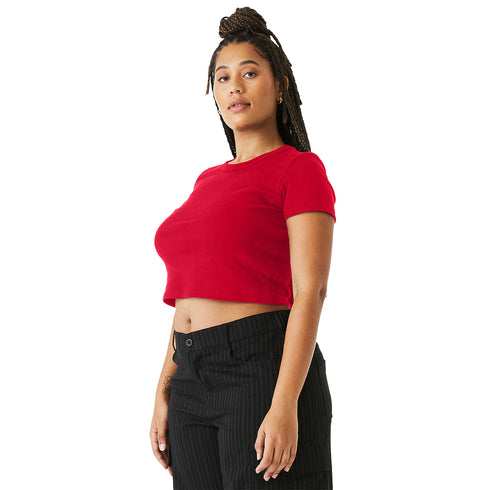 Women's Micro Rib Baby Tee Solid Red Blend side model