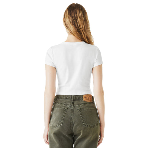 Women's Micro Rib Baby Tee Solid White Blend back model