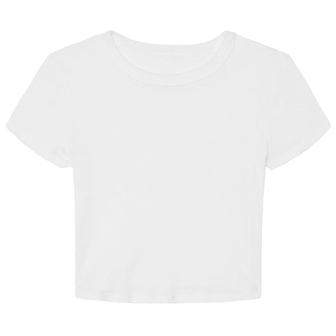 Women's Micro Rib Baby Tee Solid White Blend model