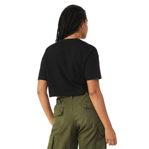 Women's Jersey Crop Tee Black T-shirt Back Model