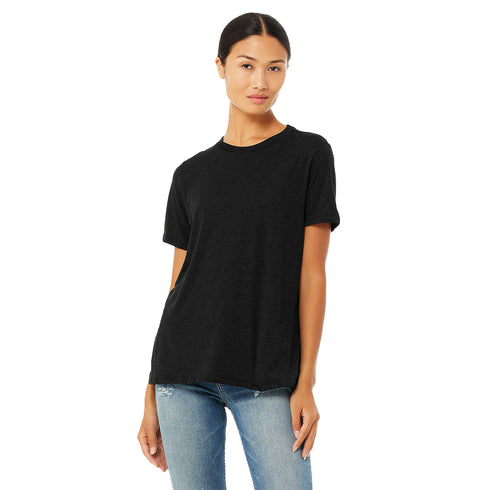 Women's Jersey Crop Tee Girl wearing black T-shirt Front Model