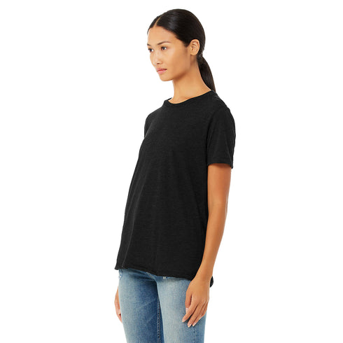Women's Jersey Crop Tee Girl wearing black T-shirt Model