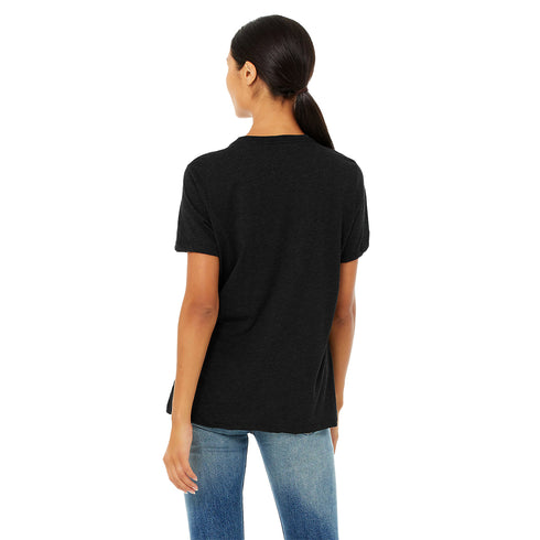 Women's Relaxed Jersey Short Sleeve Tee black Back Model