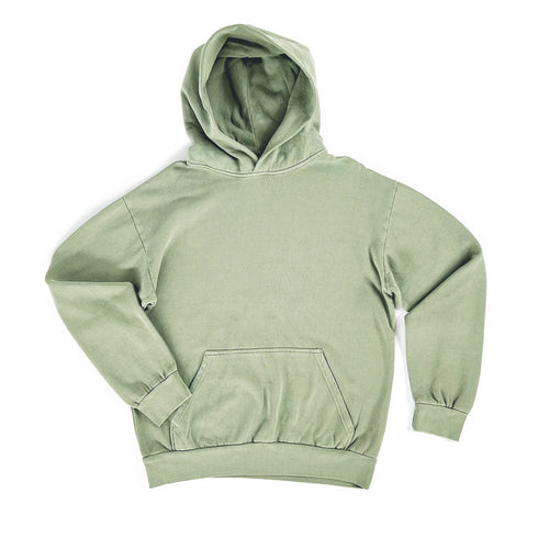 Garment Dye Hoodie Olive Front Fold