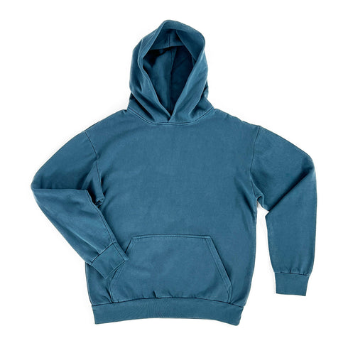Garment Dye Hoodie Pebble Blue Front Fold