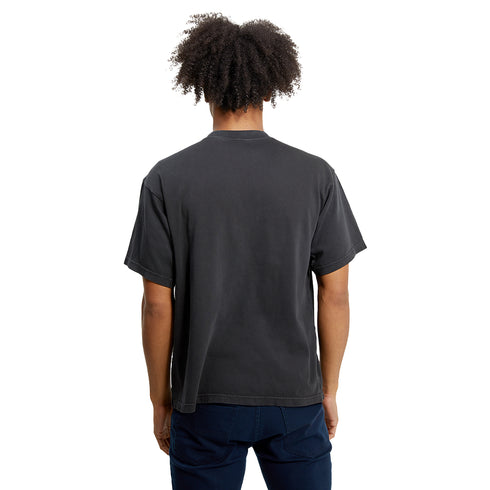 heavyweight pigment tee faded black model men back