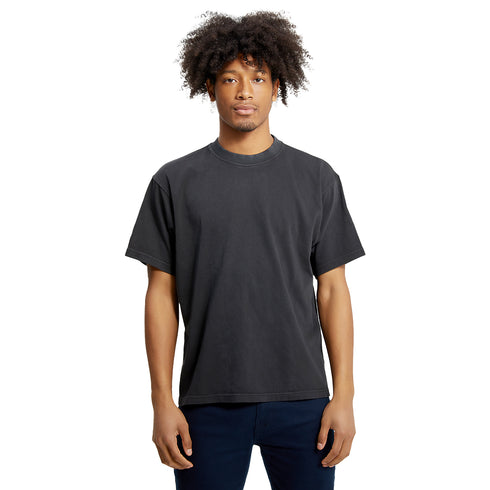 heavyweight pigment tee faded black model men front