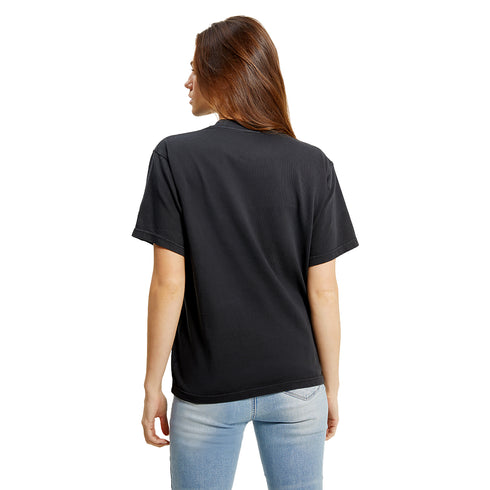 heavyweight pigment tee faded black model women back