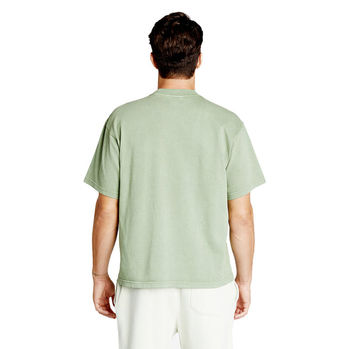 heavyweight pigment tee olive model men back