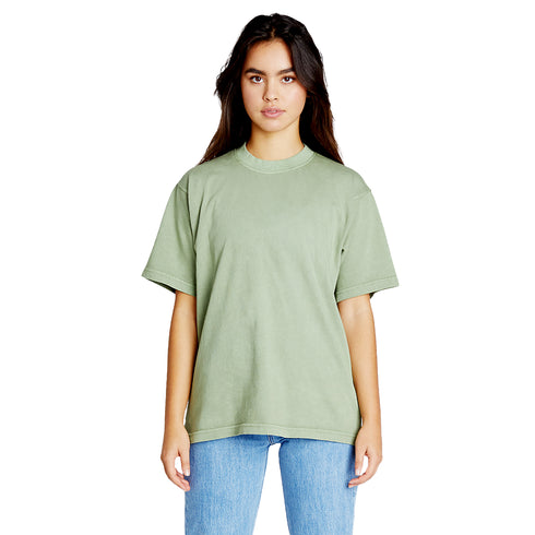 heavyweight pigment tee olive model women front