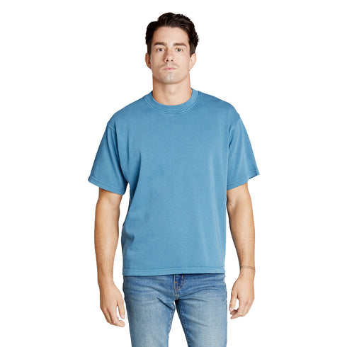 heavyweight pigment tee pebble blue model men front