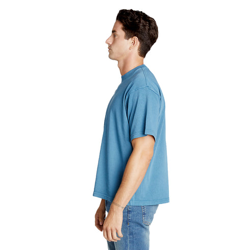 heavyweight pigment tee pebble blue model men side