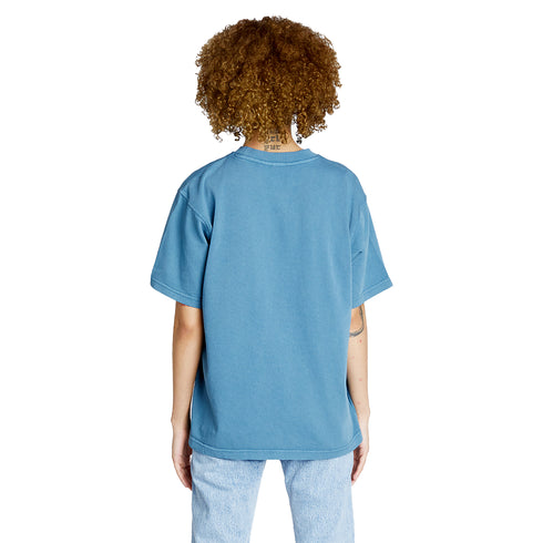 heavyweight pigment tee pebble blue model women back