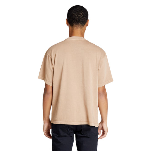 heavyweight pigment tee saddle brown model men back