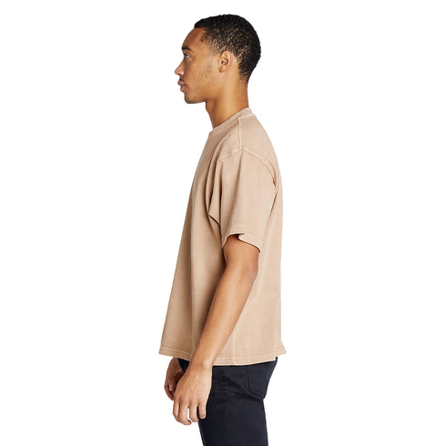 heavyweight pigment tee saddle brown model men side