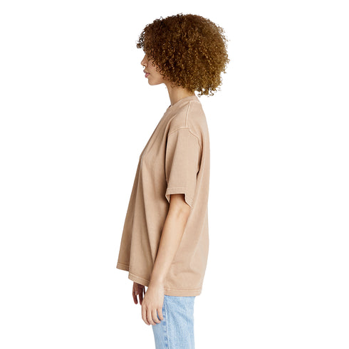 heavyweight pigment tee saddle brown model women side