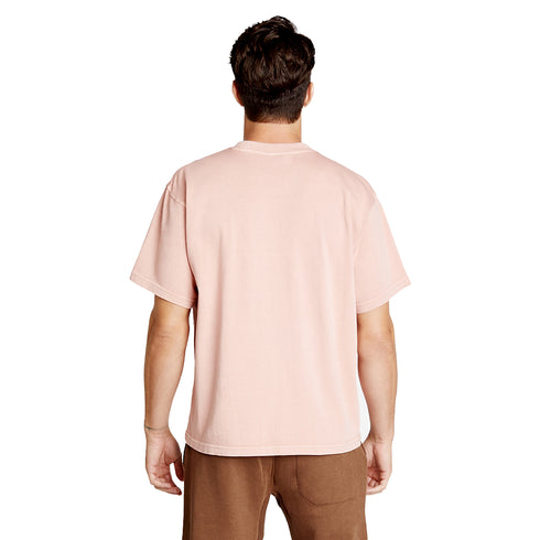 heavyweight pigment tee salmon model men back