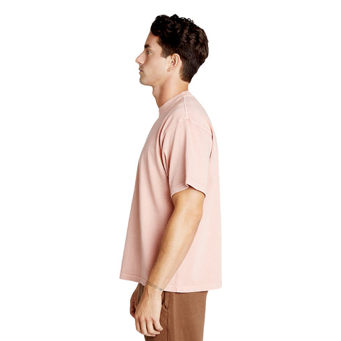 heavyweight pigment tee salmon model men side