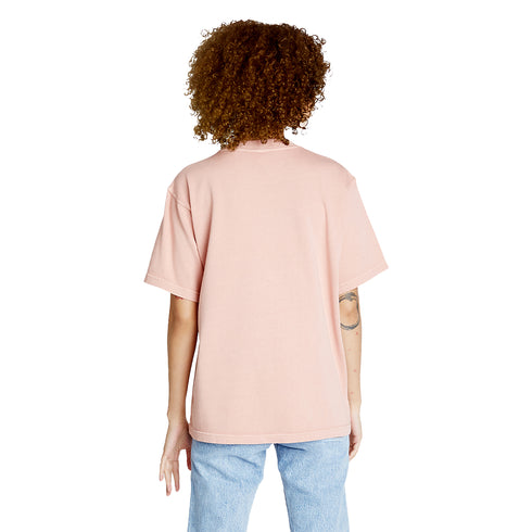 heavyweight pigment tee salmon model women back
