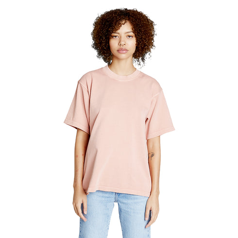 heavyweight pigment tee salmon model women front
