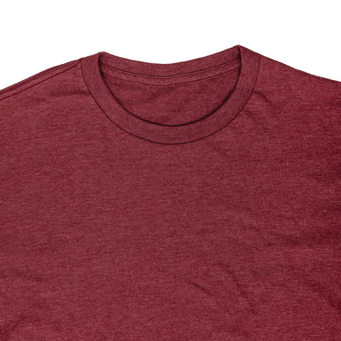 Dual Blend Heather Tee Burgundy Close up