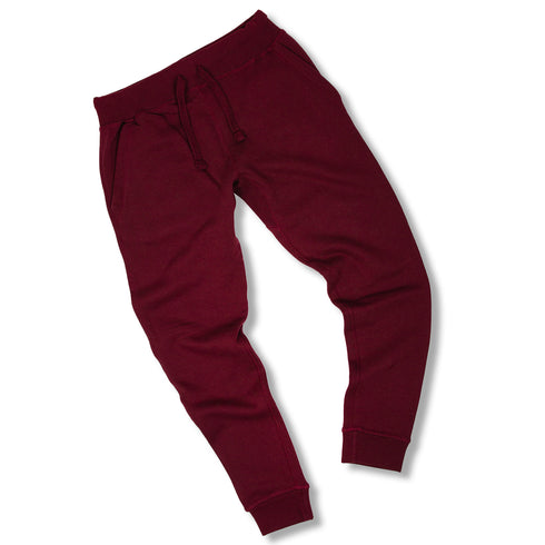Premium Fleece Joggers Burgundy Wrinkles