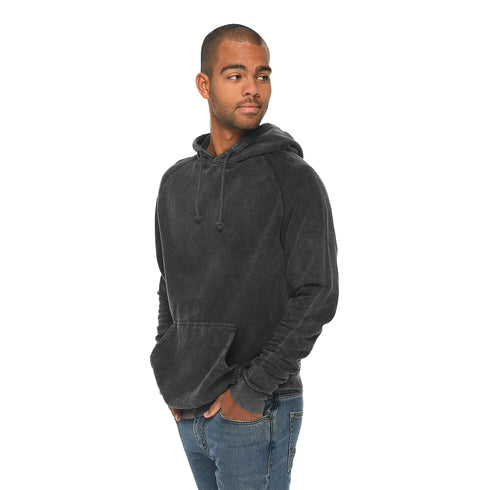 man wearing a black vintage hoodie