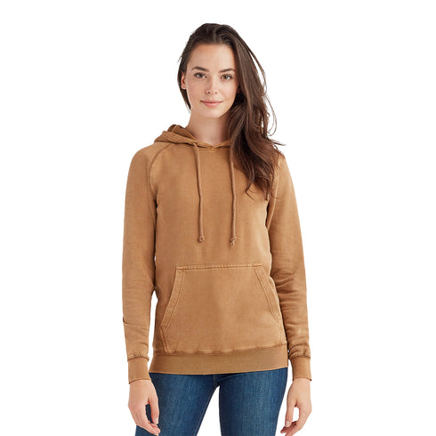woman wearing a camel vintage hoodie
