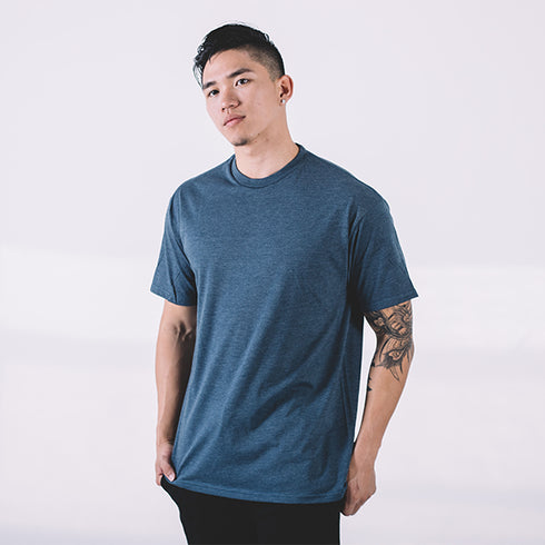 Dual Blend Heather Tee Navy Blue Front