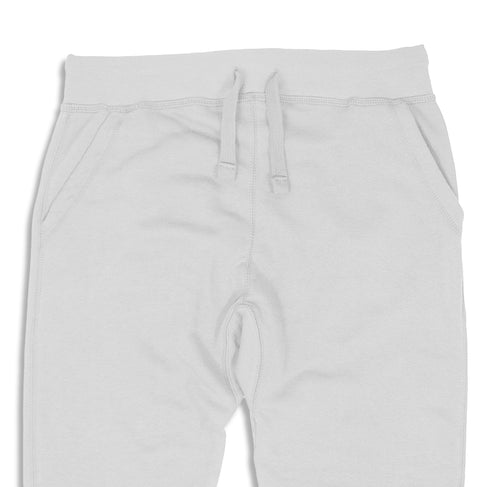 Premium Fleece Joggers White Close Up