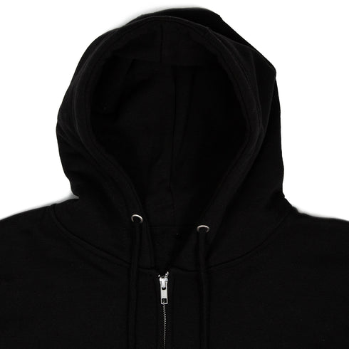 Premium Full Zip Hoodie Black Close Up
