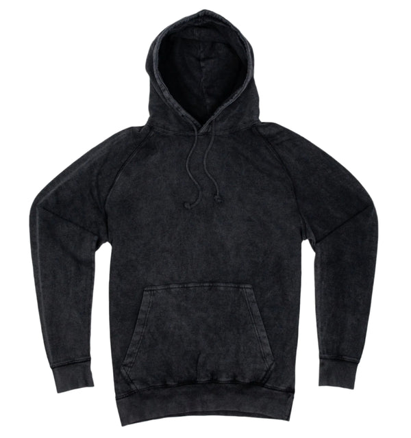 vintage wash hoodie black front