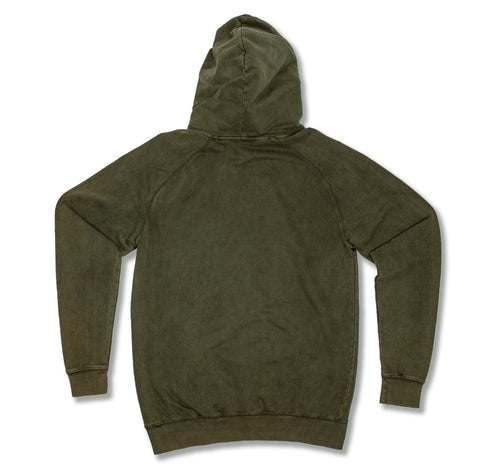 vintage wash hoodie olive back