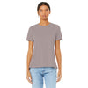 Women's Relaxed Jersey Short Sleeve Tee Heather Pink Gravel Front Model